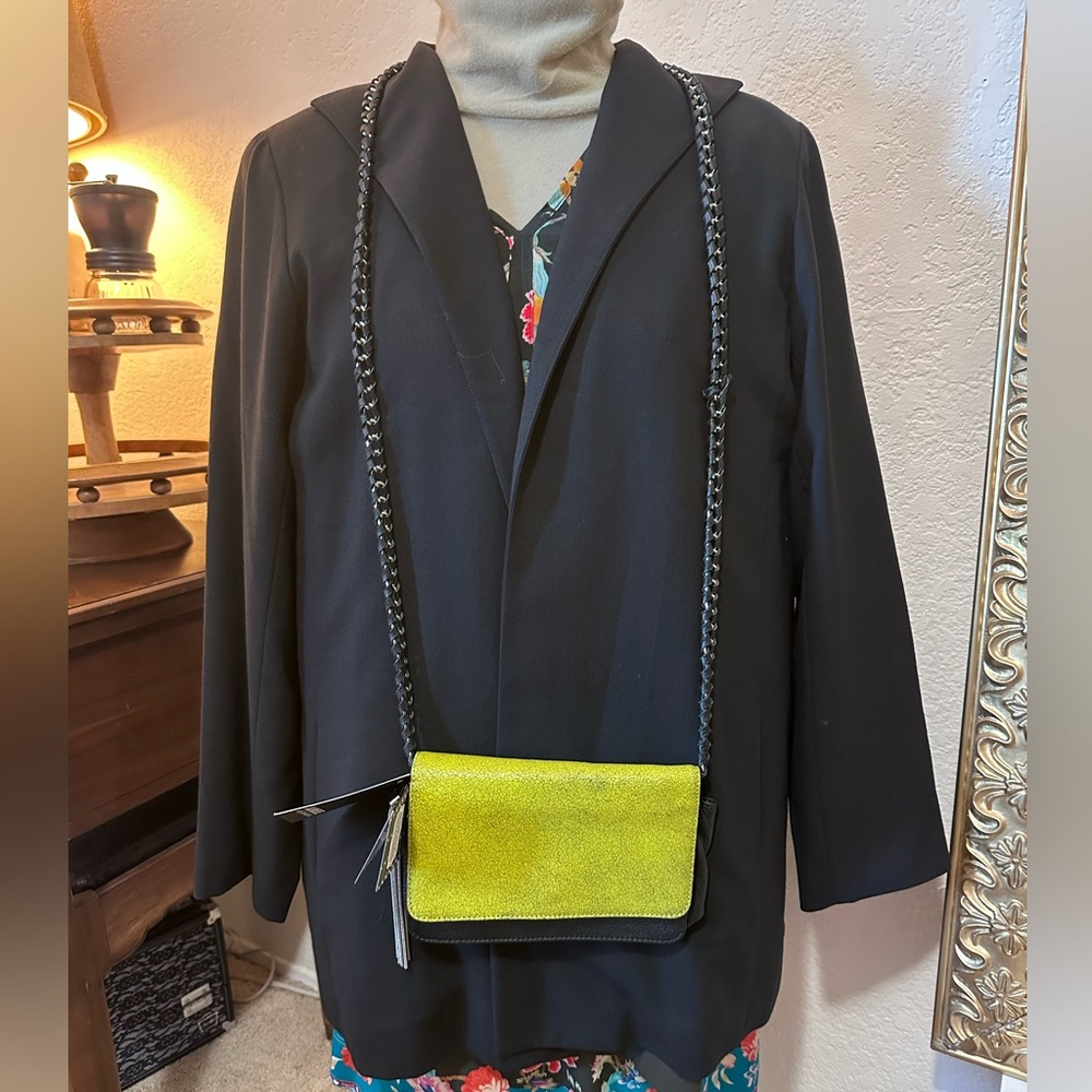 Aimee Kestinberg ALEXIS BLAZING YELLOW CRACKLE leather Crossbody NWT